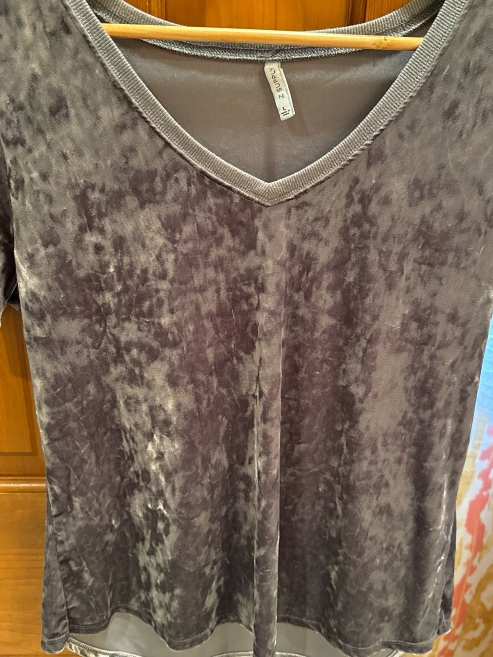 Z Supply Crushed Velvet V-Neck Tunic in Charcoal